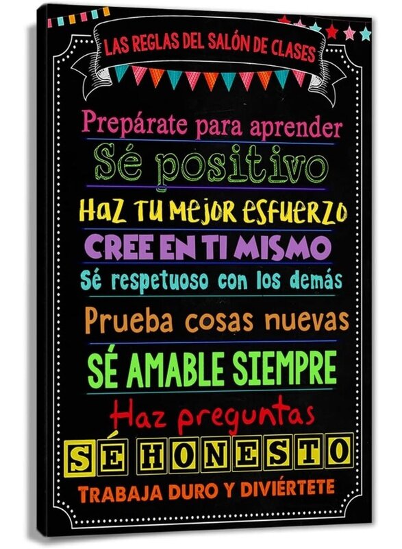 Home Trove Las Reglas Del salon de clases Wall Art Prints Canvas for Student Study Classroom Rule Learning Painting Decor Primary Middle School Framed
Home Trove Las Reglas Del salon de clases Wall Art Prints Canvas for Student Study Classroom Rule Learning Painting Decor Primary Middle School Framed
