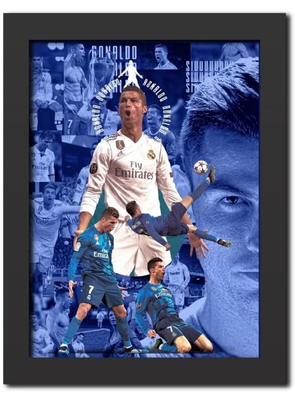 Home Trove Cristiano Ronaldo Poster Real Madrid Legend CR7 Laminated Poster Framed Paintings with Matt Finish Black Frame (12 inches x 9 inches)
Home Trove Cristiano Ronaldo Poster Real Madrid Legend CR7 Laminated Poster Framed Paintings with Matt Finish Black Frame (12 inches x 9 inches)