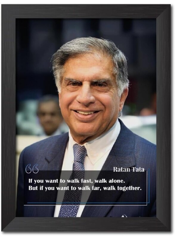 Home Trove Ratan Tata Photo Frame Motivational Quotes Laminated Poster Framed Painting with Dark Color Matt Finish Textures (12 inches x 9 inches)
Home Trove Ratan Tata Photo Frame Motivational Quotes Laminated Poster Framed Painting with Dark Color Matt Finish Textures (12 inches x 9 inches)