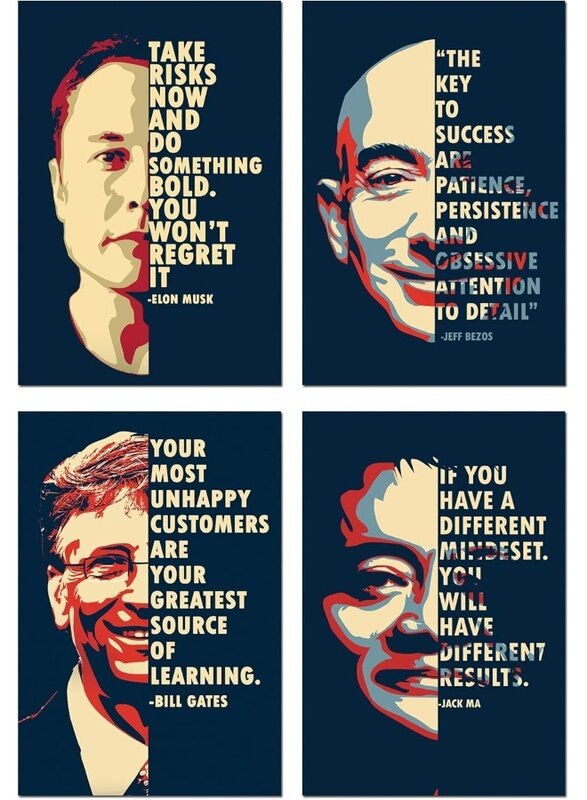 Home Trove Motivational Quote Poster Combo Of Elon Musk Jeff Bezos Bill Gates Jack Ma For Room & Office (13 Inch X 19 Inch, Rolled)
Home Trove Motivational Quote Poster Combo Of Elon Musk Jeff Bezos Bill Gates Jack Ma For Room & Office (13 Inch X 19 Inch, Rolled)