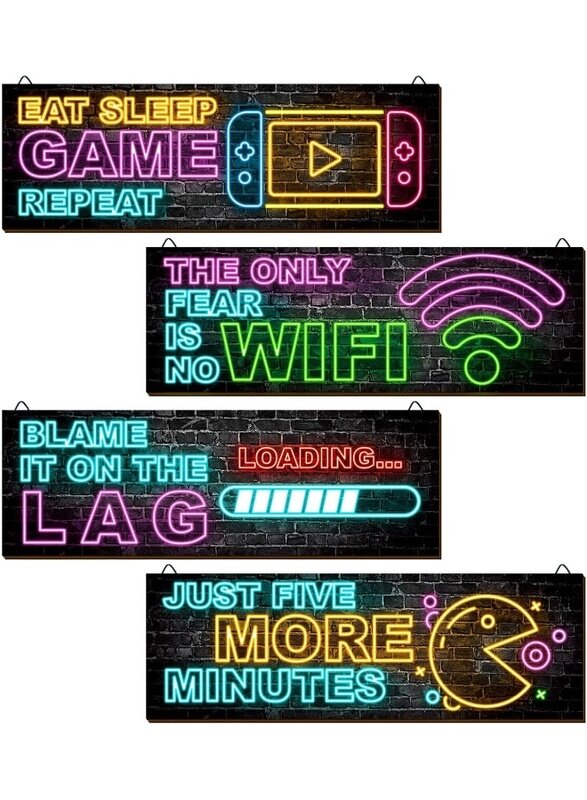 Home Trove clothmile 4 Pcs Neon Gaming Decor for Boys Room Wooden Video Game Wall Art Motivational Quote Gamer Hanging Plaques Inspirational Wall Deco
Home Trove clothmile 4 Pcs Neon Gaming Decor for Boys Room Wooden Video Game Wall Art Motivational Quote Gamer Hanging Plaques Inspirational Wall Deco