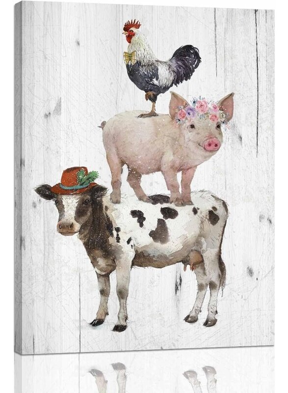 Home Trove Animals Canvas Wall Art: Rooster Pig Cow Wall Decor - Funny Artwork Decoration for Home Office, Rustic Poster Framed Print for Living room
Home Trove Animals Canvas Wall Art: Rooster Pig Cow Wall Decor - Funny Artwork Decoration for Home Office, Rustic Poster Framed Print for Living room