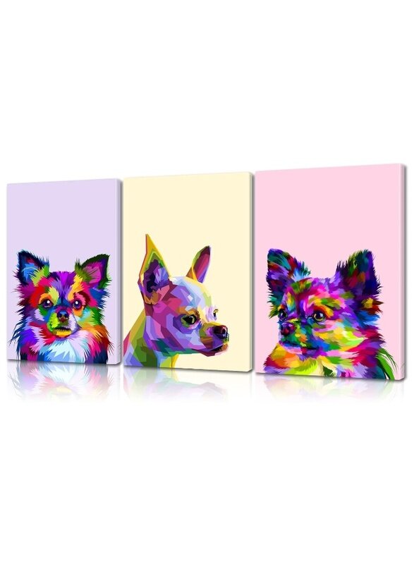 Home Trove 3 Piece Colorful Dog Wall Art Pomeranian & Chihuahua Canvas Print Animal Wall Decor Dog Posters for Wall Puppy Wall Art for Nursery Kids Ro
Home Trove 3 Piece Colorful Dog Wall Art Pomeranian & Chihuahua Canvas Print Animal Wall Decor Dog Posters for Wall Puppy Wall Art for Nursery Kids Ro