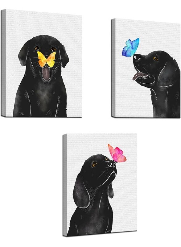 Home Trove Dog Animal Wall Art for Nursery Room Butterfly on Dog Nose Kids Bed Room Wall Decor 3 Panel Black and White Puppy Prints Picture for Pet Sh
Home Trove Dog Animal Wall Art for Nursery Room Butterfly on Dog Nose Kids Bed Room Wall Decor 3 Panel Black and White Puppy Prints Picture for Pet Sh