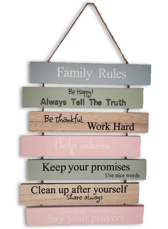 Home Trove Family Rules Wooden Hanging Sign - Rustic Wall Decoration for Living Room, Bedroom, Bathroom, and Kitchen (Be Happy, Thankful, Help, Promis
Home Trove Family Rules Wooden Hanging Sign - Rustic Wall Decoration for Living Room, Bedroom, Bathroom, and Kitchen (Be Happy, Thankful, Help, Promis
