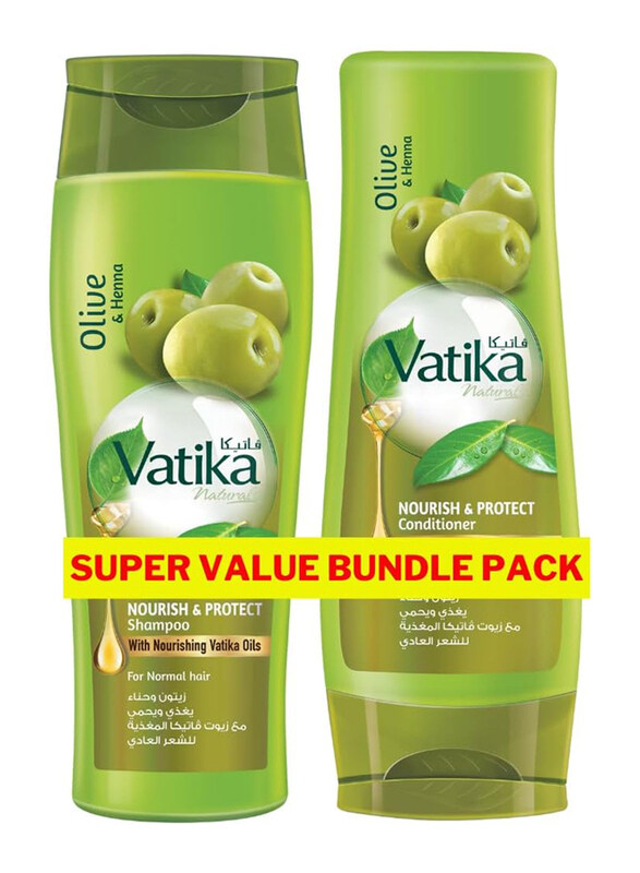 Vatika Naturals Nourish & Protect Shampoo & Conditioner for All Hair Types, 400ml, 2 Piece
Vatika Naturals Nourish & Protect Shampoo & Conditioner for All Hair Types, 400ml, 2 Piece