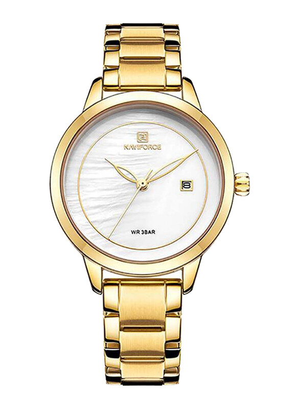 Naviforce Analog Wrist Watch for Women with Stainless Steel Band, NF5008, Gold-White
Naviforce Analog Wrist Watch for Women with Stainless Steel Band, NF5008, Gold-White