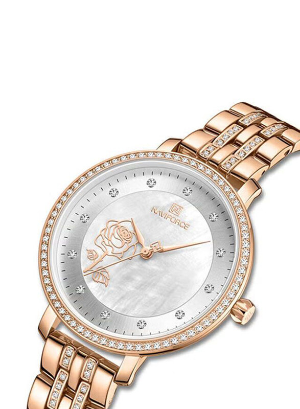 Naviforce Analog Watch for Women with Stainless Steel Band, NF5017L RG/W, Rose Gold-White
Naviforce Analog Watch for Women with Stainless Steel Band, NF5017L RG/W, Rose Gold-White
