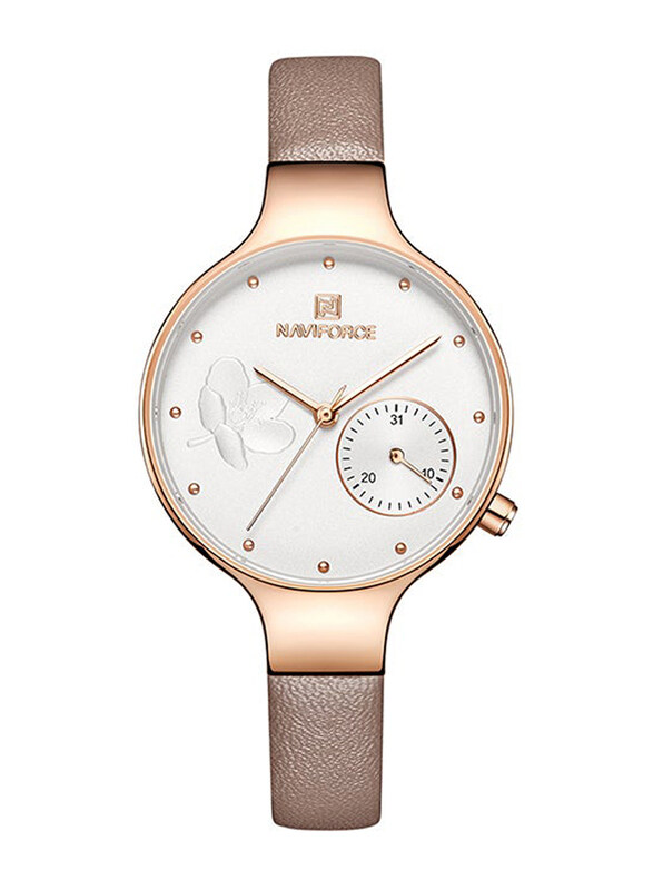 Naviforce Analog Watch for Women with Leather Band, Chronograph, J3654, White-Brown
Naviforce Analog Watch for Women with Leather Band, Chronograph, J3654, White-Brown