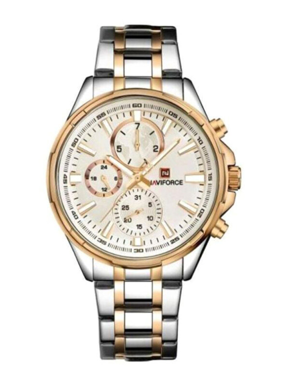 Naviforce Analog Watch for Men with Stainless Steel Band, Water Resistant and Chronograph, NF9089, Silver/Gold-White
Naviforce Analog Watch for Men with Stainless Steel Band, Water Resistant and Chronograph, NF9089, Silver/Gold-White