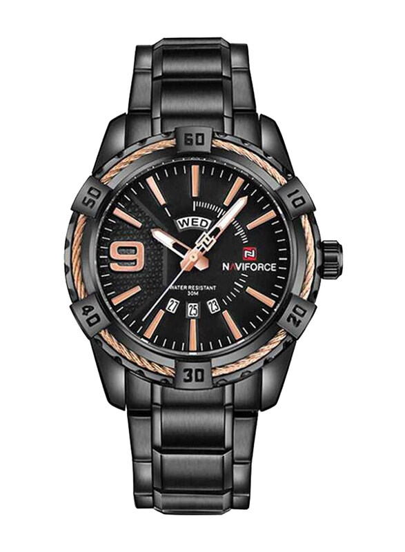 Naviforce Analog Watch for Men with Stainless Steel Band, Water Resistant, NF9117, Black
Naviforce Analog Watch for Men with Stainless Steel Band, Water Resistant, NF9117, Black