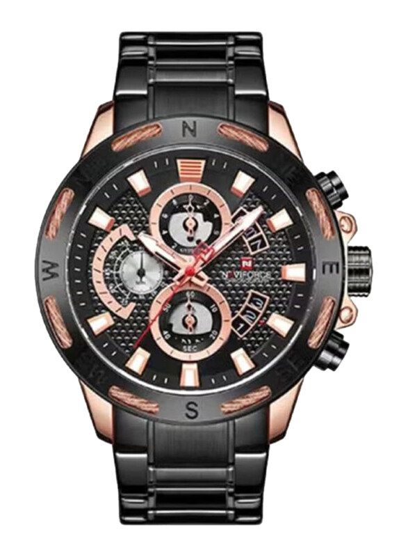 Naviforce Analog Watch for Men with Metal Band, Water Resistant and Chronograph, NF9165, Black-Black
Naviforce Analog Watch for Men with Metal Band, Water Resistant and Chronograph, NF9165, Black-Black