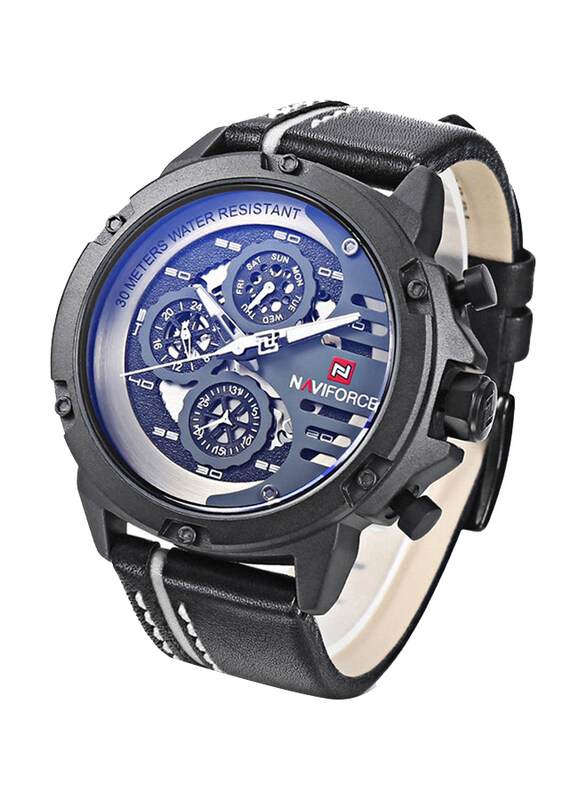 Naviforce Analog Watch for Men with Leather Band, Water Resistant & Chronograph, 9110, Blue-Black
Naviforce Analog Watch for Men with Leather Band, Water Resistant & Chronograph, 9110, Blue-Black
