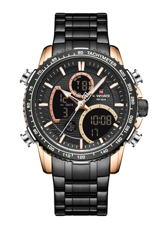 Naviforce Analog + Digital Watch for Men with Stainless Steel Band, Water Resistant & Chronograph, 9182 RG-B, Black
Naviforce Analog + Digital Watch for Men with Stainless Steel Band, Water Resistant & Chronograph, 9182 RG-B, Black
