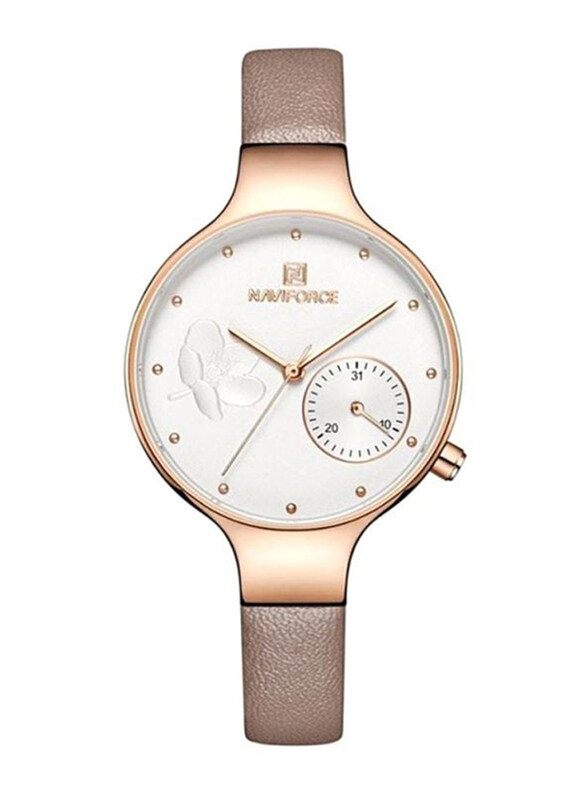Naviforce Analog Watch for Women with PU Leather Band, Water Resistant, NF5001, Brown-White
Naviforce Analog Watch for Women with PU Leather Band, Water Resistant, NF5001, Brown-White