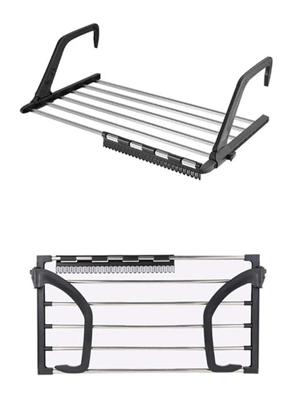 Generic Retractable Stainless Steel Folding Laundry Towel Hanging for Balcony Windowsill Fence Guardrail Clothes Drying Rack with Clips, Silver/Black
Generic Retractable Stainless Steel Folding Laundry Towel Hanging for Balcony Windowsill Fence Guardrail Clothes Drying Rack with Clips, Silver/Black