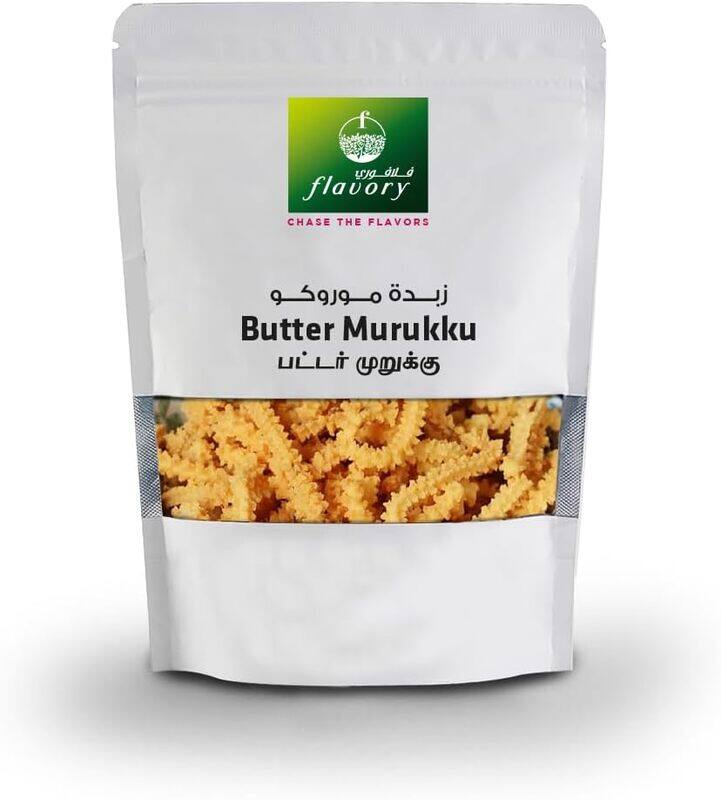 Flavory Butter Murukku (South Indian Savory Snack), Traditional Rice Flour Snack with Butter & Spices, Crispy & Flavorful, 100g
Flavory Butter Murukku (South Indian Savory Snack), Traditional Rice Flour Snack with Butter & Spices, Crispy & Flavorful, 100g