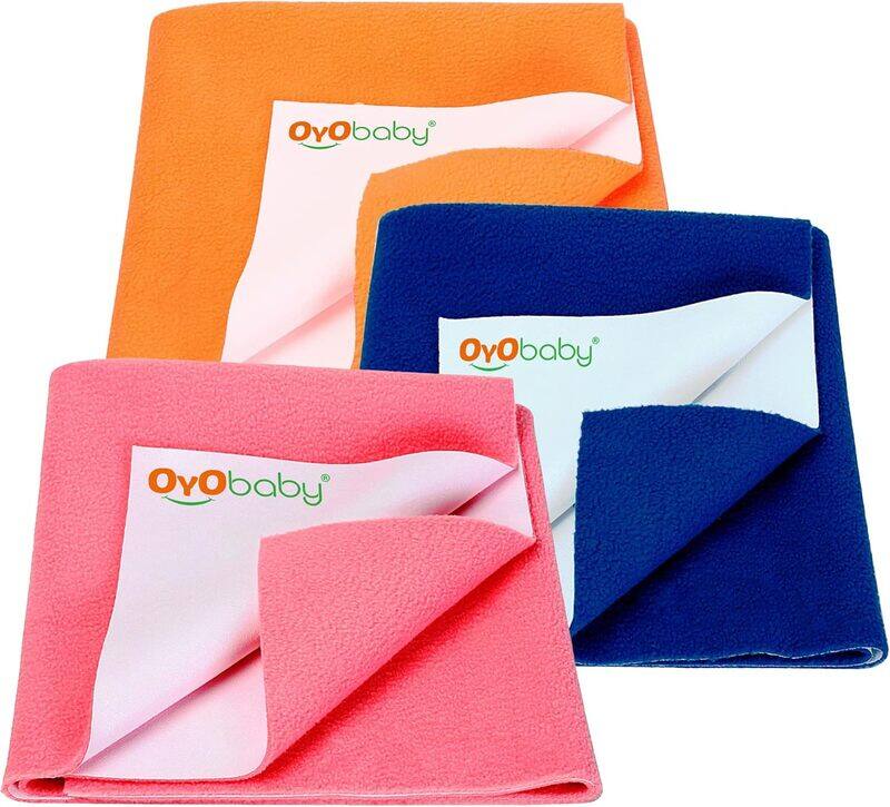 OYO BABY Anti-Piling Fleece Extra Absorbent Instant Dry Sheet for Baby, Baby Bed Protector, Waterproof Sheet, Small Size 50x70cm, Pack of 3, Salmon Ro
OYO BABY Anti-Piling Fleece Extra Absorbent Instant Dry Sheet for Baby, Baby Bed Protector, Waterproof Sheet, Small Size 50x70cm, Pack of 3, Salmon Ro