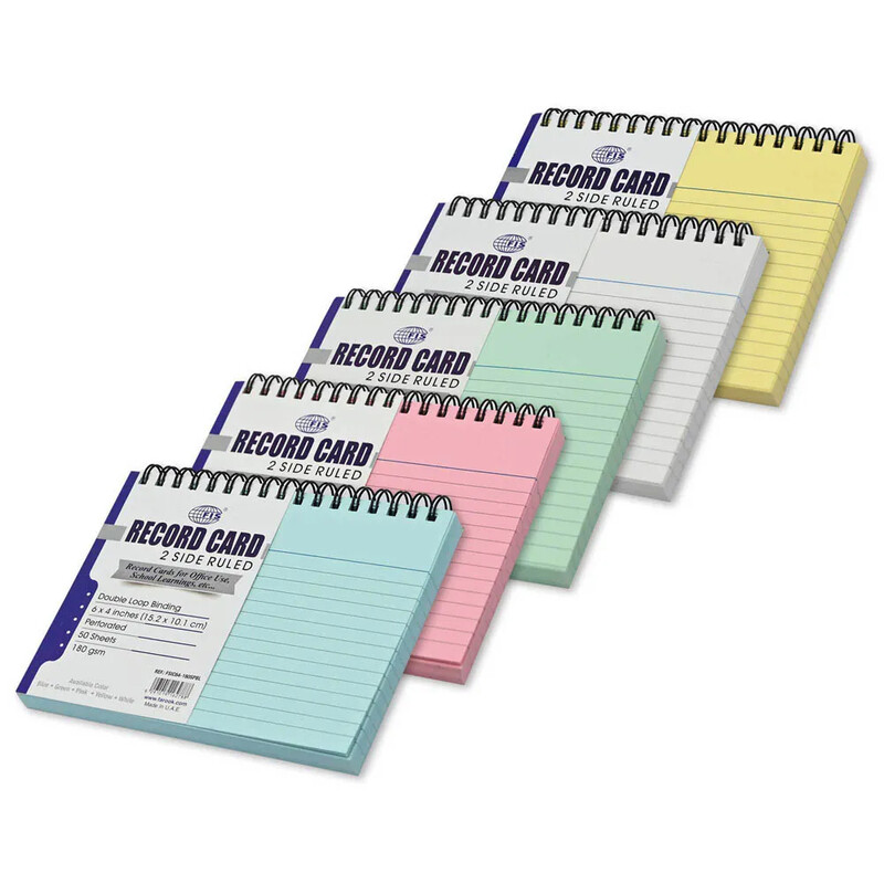 Generic FIS Ruled Record Card 180 GSM 6X4 Inch Double Loop Spiral Pack of 5 Colors -FSIC64-180SP5C
Generic FIS Ruled Record Card 180 GSM 6X4 Inch Double Loop Spiral Pack of 5 Colors -FSIC64-180SP5C