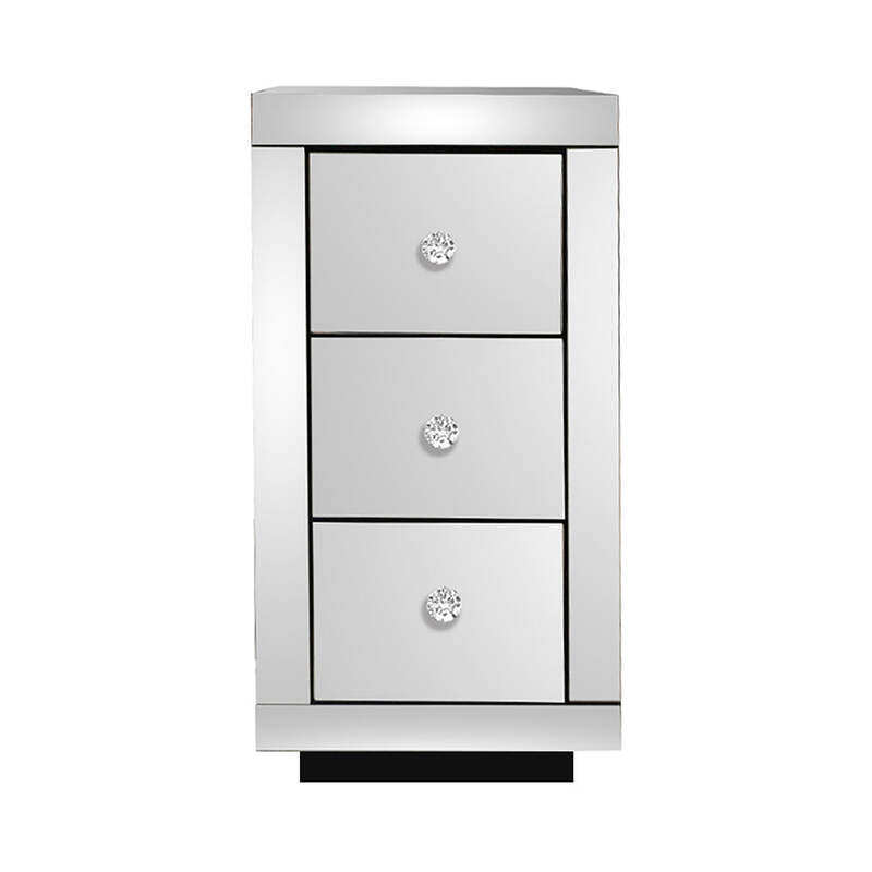 Vanity Living Bedside Table - 3 Drawers Palma Small Mirror Bedside Cabinet Table
Vanity Living Bedside Table - 3 Drawers Palma Small Mirror Bedside Cabinet Table