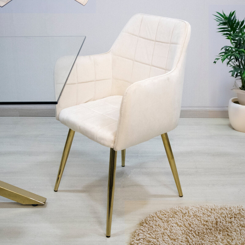 Vanity Living Modern Accent Cream Velvet Dining Room Chair with Gold Metal Legs, 87.5cm, White/Gold
Vanity Living Modern Accent Cream Velvet Dining Room Chair with Gold Metal Legs, 87.5cm, White/Gold