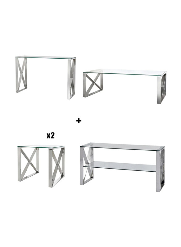 Vanity Living Chrome Finish Metal Centre 2-in-1 Console Table for TV Unit and A Coffee Table Set, Chrome
Vanity Living Chrome Finish Metal Centre 2-in-1 Console Table for TV Unit and A Coffee Table Set, Chrome