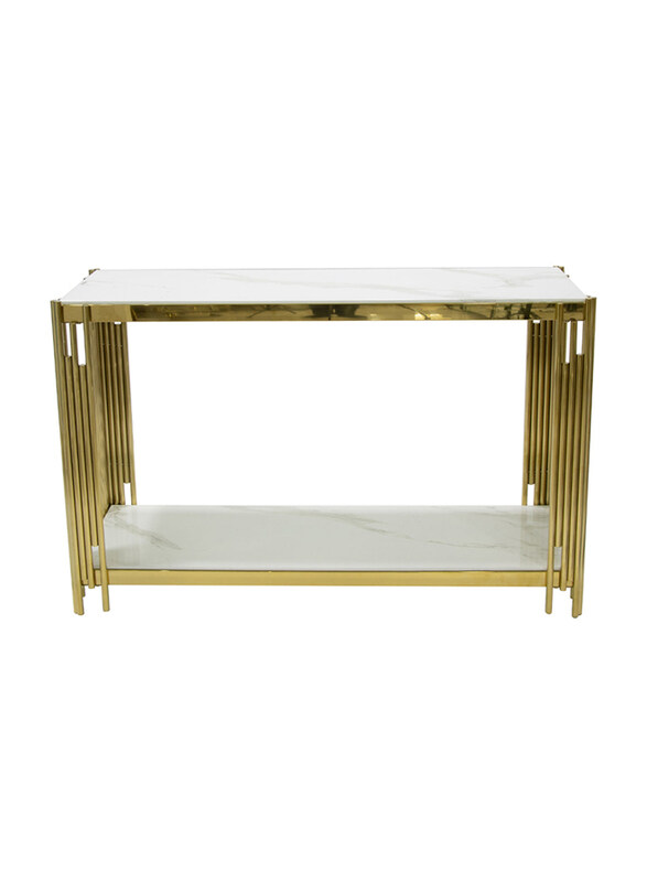 Generic Vanity Living Console Table With Gold Stainless Steel Base And Artificial White Marble Glass Top, Multicolour
Generic Vanity Living Console Table With Gold Stainless Steel Base And Artificial White Marble Glass Top, Multicolour