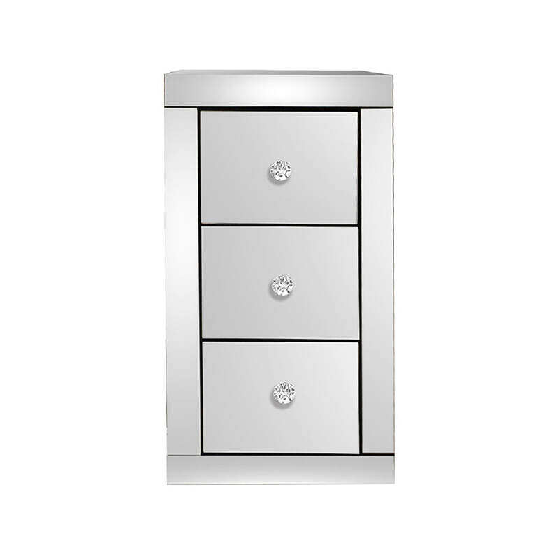 VANITY LIVING Bedside Table - 3 Drawers Palma Large Mirror Bedside Cabinet Table
VANITY LIVING Bedside Table - 3 Drawers Palma Large Mirror Bedside Cabinet Table