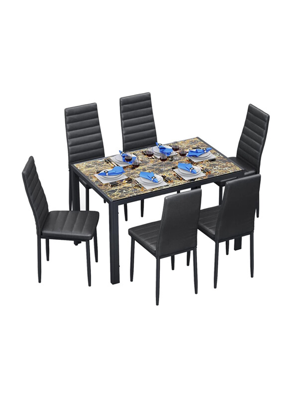 Vanity Living 7-Piece Tempered Glass Tabletop with Metallic Base Dining Table Set, Chrome
Vanity Living 7-Piece Tempered Glass Tabletop with Metallic Base Dining Table Set, Chrome