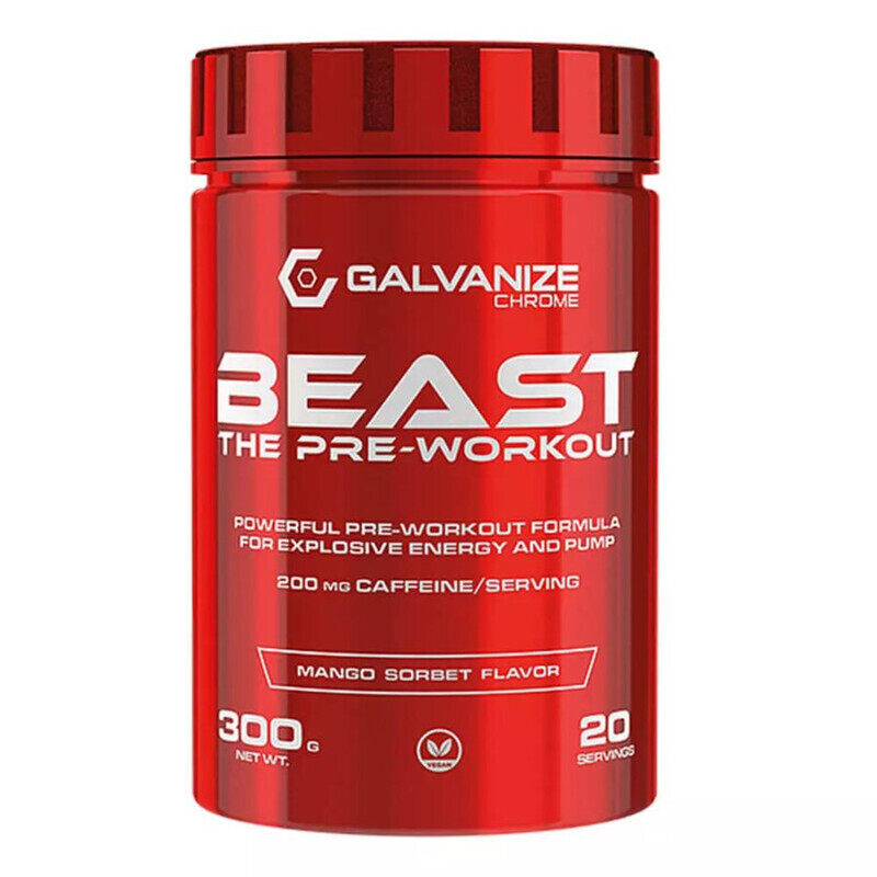 Galvanize Nutrition Galvanize, Beast, Pre Workout, 300g, Mango Sorbet, 20 Servings
Galvanize Nutrition Galvanize, Beast, Pre Workout, 300g, Mango Sorbet, 20 Servings