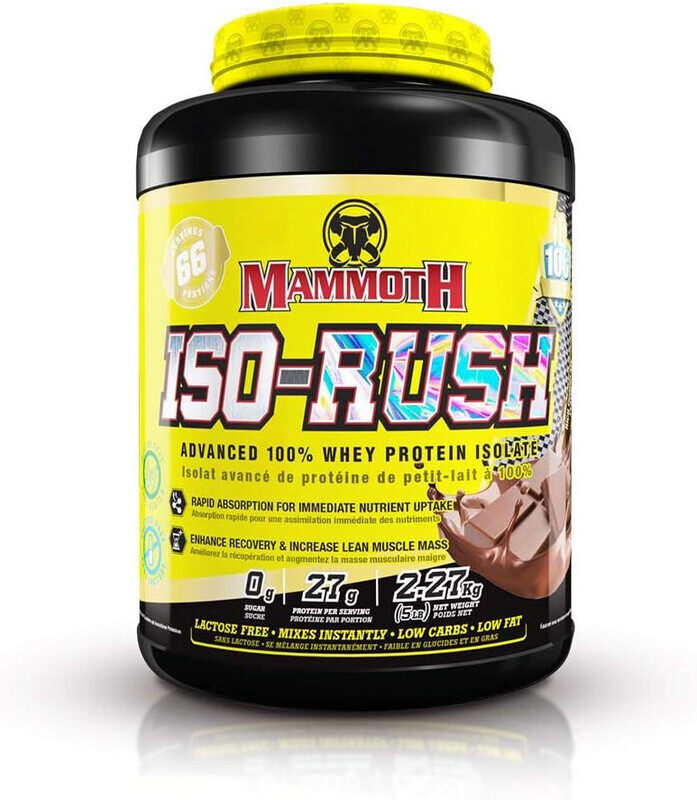 Mammoth, ISO Rush, Whey Protein Isolate, 29g Protein, 5 Lbs, Chocolate Milkshake, 66 Servings
Mammoth, ISO Rush, Whey Protein Isolate, 29g Protein, 5 Lbs, Chocolate Milkshake, 66 Servings