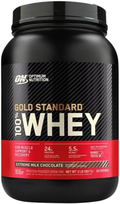 Optimum Nutrition, 100% Gold Standard Whey, 24g Protein, Extreme Milk Chocolate, 2 Lb, 28 Servings
Optimum Nutrition, 100% Gold Standard Whey, 24g Protein, Extreme Milk Chocolate, 2 Lb, 28 Servings