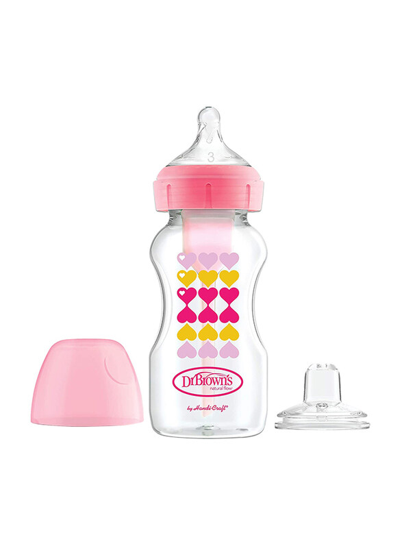 Dr. Browns Options+ PP Wide-Neck Bottle with Sippy Spout & Level 3 Nipple, 270ml, Hearts, Pink
Dr. Browns Options+ PP Wide-Neck Bottle with Sippy Spout & Level 3 Nipple, 270ml, Hearts, Pink