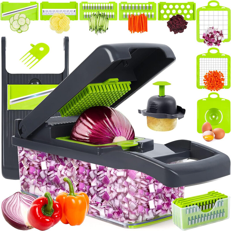 Awh 10-in-1 Professional Food and Vegetable Chopper and Mandolin Slicer and Cutter with Container, Grey
Awh 10-in-1 Professional Food and Vegetable Chopper and Mandolin Slicer and Cutter with Container, Grey
