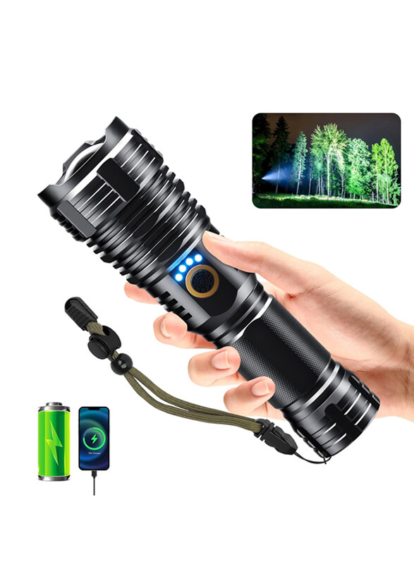 Sinvimes Rechargeable Flashlights 900000 High Lumens Led Powerful Tactical Flashlight with Zoomable & 5 Modes, XHP70.2, Black
Sinvimes Rechargeable Flashlights 900000 High Lumens Led Powerful Tactical Flashlight with Zoomable & 5 Modes, XHP70.2, Black
