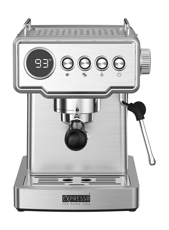 Expresso 1.8L Aroma Espresso Coffee Machine with Display Screen and Steam Switch & Knob, 1350W, Silver
Expresso 1.8L Aroma Espresso Coffee Machine with Display Screen and Steam Switch & Knob, 1350W, Silver