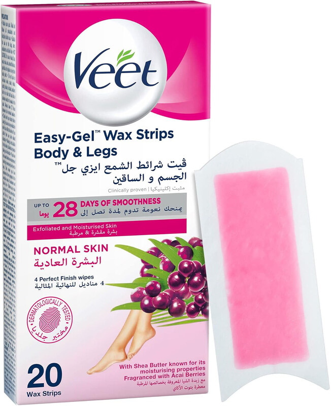 Veet Professional Hair Removal Easy-Gel Legs & Body Wax Strips with Shea Butter for Normal Skin, 20 Strips
Veet Professional Hair Removal Easy-Gel Legs & Body Wax Strips with Shea Butter for Normal Skin, 20 Strips