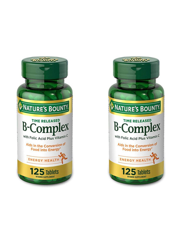 Nature's Bounty Time Released B-Complex with Folic Acid Plus Vitamin C, 2 x 125 Tablets
Nature's Bounty Time Released B-Complex with Folic Acid Plus Vitamin C, 2 x 125 Tablets