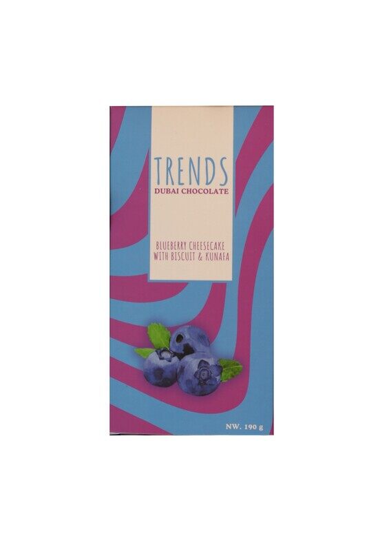 Trends Dubai Chocolate, Blueberry Cheesecake with Biscuit & Kunafa - 190g x 12
Trends Dubai Chocolate, Blueberry Cheesecake with Biscuit & Kunafa - 190g x 12