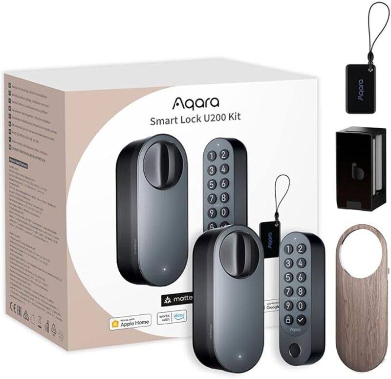Aqara Smart Lock U200 Kit,Matter Retrofit Smart Lock With Home Key Support EL-D02D,Black
Aqara Smart Lock U200 Kit,Matter Retrofit Smart Lock With Home Key Support EL-D02D,Black