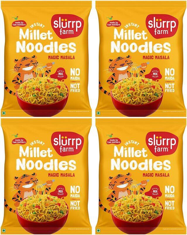 Slurrp Farm No White Flour, No MSG Instant Noodles ; Magic Masala ; Not Fried, Millet Noodles, 57g Pack of 4
Slurrp Farm No White Flour, No MSG Instant Noodles ; Magic Masala ; Not Fried, Millet Noodles, 57g Pack of 4