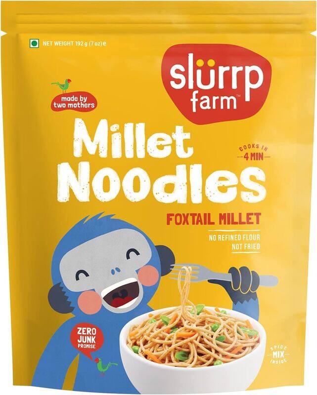 Slurrp Farm No White Flour Millet Noodles ; Not Fried, No MSG ; Foxtail Millet Noodles 192g
Slurrp Farm No White Flour Millet Noodles ; Not Fried, No MSG ; Foxtail Millet Noodles 192g