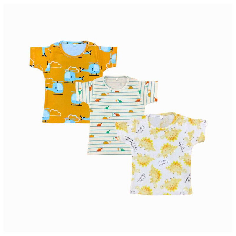 Generic Pack of 3 Kids T-shirts - Helicopter, Dino Stripes, and Dinosaur Multi 6 - 9 mos
Generic Pack of 3 Kids T-shirts - Helicopter, Dino Stripes, and Dinosaur Multi 6 - 9 mos