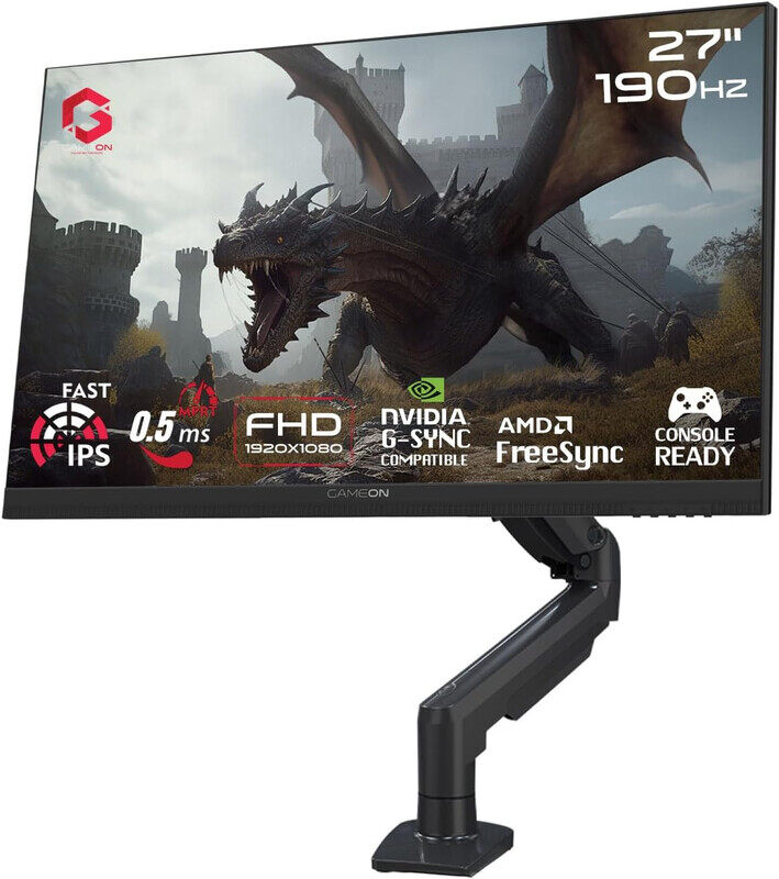 GAMEON GOM27FHD190IPSX Midnight Pro X series, Black Gaming Monitor 27 inch, 1920x1080p FHD Fast IPS Panel, 190Hz, 0.5ms, 2.1 HDMI, With stand,Freesync
GAMEON GOM27FHD190IPSX Midnight Pro X series, Black Gaming Monitor 27 inch, 1920x1080p FHD Fast IPS Panel, 190Hz, 0.5ms, 2.1 HDMI, With stand,Freesync