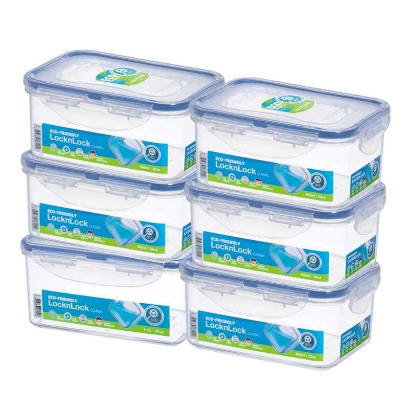 LocknLock Food Container Rectangle 1.1L - PACK of 6 - Airtight, BPA-Free, Eco-Friendly, Microwave & Freezer Safe
LocknLock Food Container Rectangle 1.1L - PACK of 6 - Airtight, BPA-Free, Eco-Friendly, Microwave & Freezer Safe