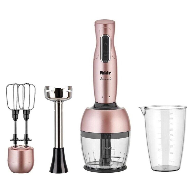 Fakir Lucca Q Blender Set - Rosie, 4-in-1 Hand Blender with 1000W Power, Chopper, Whisk & Measuring Jug
Fakir Lucca Q Blender Set - Rosie, 4-in-1 Hand Blender with 1000W Power, Chopper, Whisk & Measuring Jug