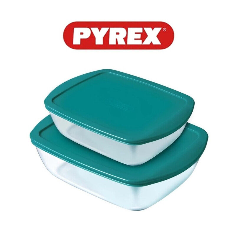 Pyrex Cook&Store Set of 2 Rectangular Containers with Green Lids - Versatile Borosilicate Glass for Meal Prep, Storage & Reheating
Pyrex Cook&Store Set of 2 Rectangular Containers with Green Lids - Versatile Borosilicate Glass for Meal Prep, Storage & Reheating