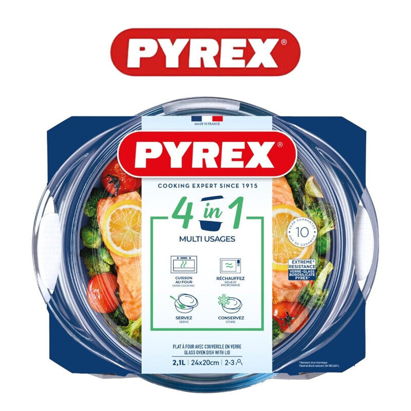 Pyrex Wow Essential 1.6L Round Casserole Dish with Lid - 4-in-1 Versatile Glass Casserole, Ergonomic Handles, & Thermal Shock Resistance
Pyrex Wow Essential 1.6L Round Casserole Dish with Lid - 4-in-1 Versatile Glass Casserole, Ergonomic Handles, & Thermal Shock Resistance