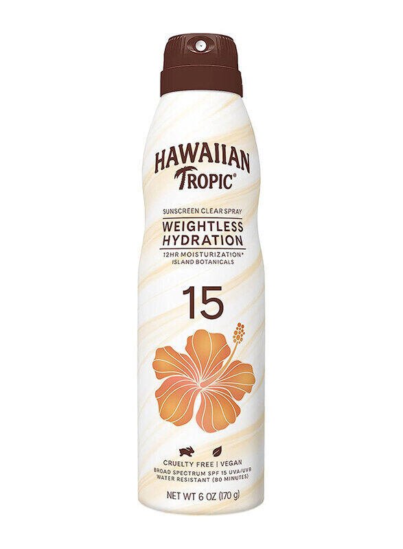 Hawaiian Tropic Silk Hydration Weightless Continous Spray SPF 15 Sunscreen, 170gm
Hawaiian Tropic Silk Hydration Weightless Continous Spray SPF 15 Sunscreen, 170gm