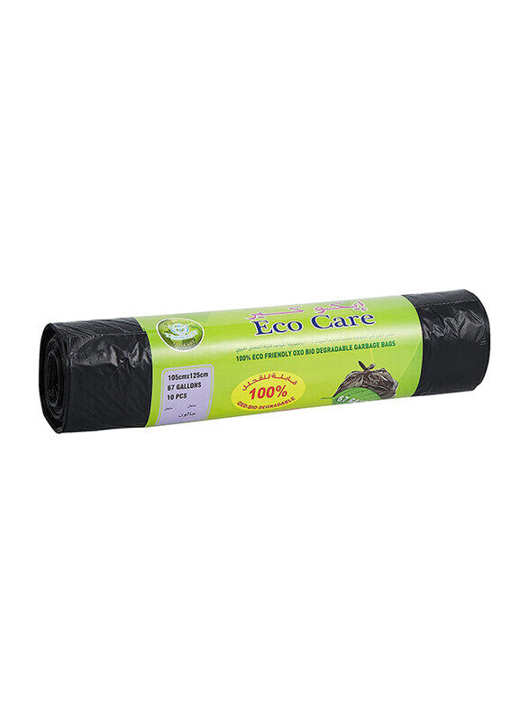 Eco Care Black Garbage Bag Roll, 105 x 125 x cm, 67 Gallon, 10 Piece
Eco Care Black Garbage Bag Roll, 105 x 125 x cm, 67 Gallon, 10 Piece